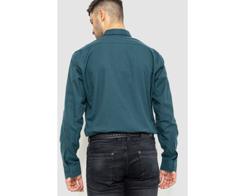 Сорочка чоловіча в клеку байкова, колір зелено-синій, 214R99-33-022