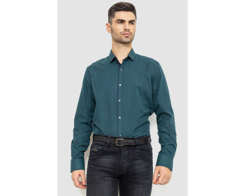 Сорочка чоловіча в клеку байкова, колір зелено-синій, 214R99-33-022