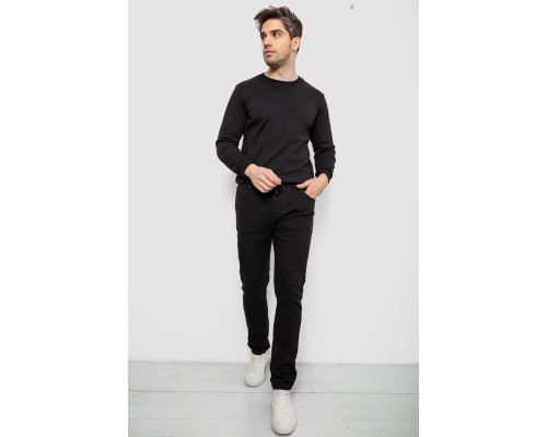 Джинси чоловічі на ризинці утеплені, колір чорний, 244R663