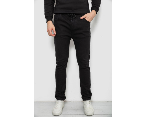 Джинси чоловічі на ризинці утеплені, колір чорний, 244R663