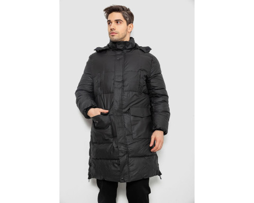 Куртка чоловіча зимова подовжена, колір чорний, 244RH76-30D