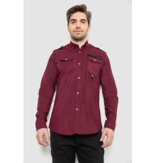 Сорочка чоловіча однотонна з принтом, колір бордовий, 186R02