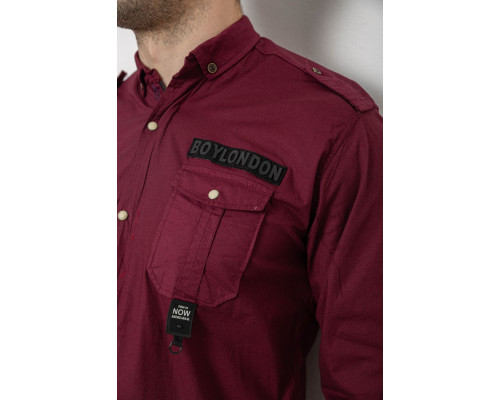 Сорочка чоловіча однотонна з принтом, колір бордовий, 186R02