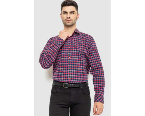 Сорочка чоловіча в клітинку байкова, колір червоно-синій, 214R115-35-195