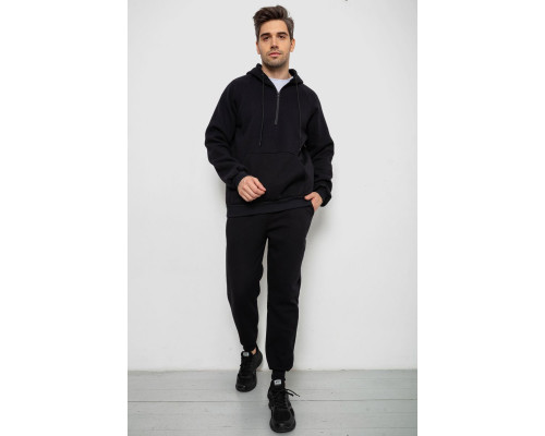 Спортивний костюм чоловічий з турецької тринитки на флісі, колір чорний, 238R166