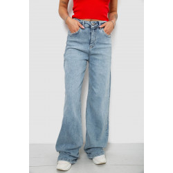Джинсы женские однотонные Wide leg, цвет голубой, 244R00198