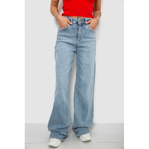 Джинсы женские однотонные Wide leg, цвет голубой, 244R00198