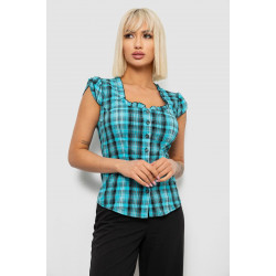 Блуза в клетку, цвет бирюзовый, 230R2502