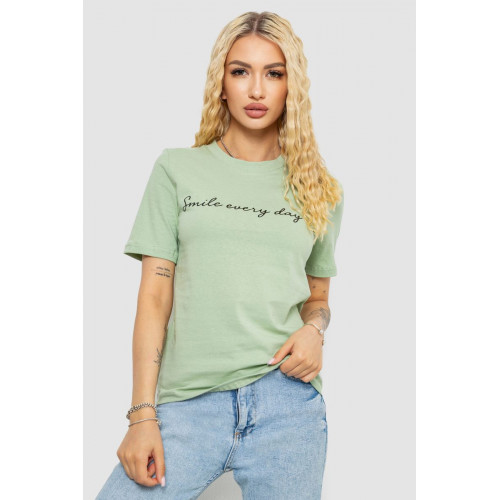 Футболка женская с принтом, цвет оливковый, 241R130