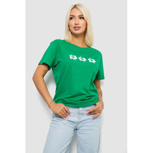 Футболка женская с принтом, цвет зеленый, 221R5072