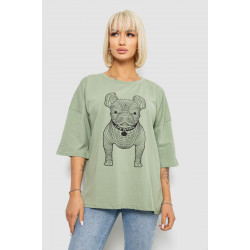 Футболка женская с принтом, цвет светло-оливковый, 244R3008