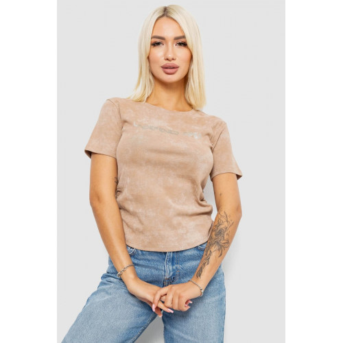 Футболка женская с принтом, цвет бежевый, 221R3309