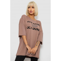 Футболка женская с принтом, цвет мокко, 244R3012-5