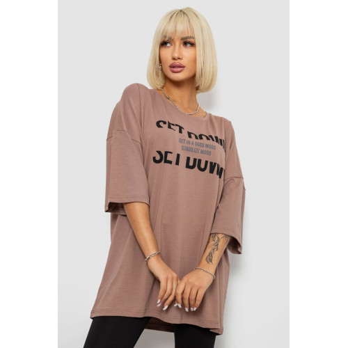 Футболка женская с принтом, цвет мокко, 244R3012-5