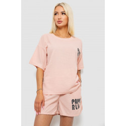 Женский костюм футболка и шорты трикотаж, цвет персиковый, 221R6815