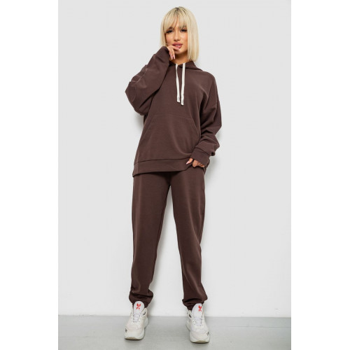 Спортивный костюм женский однотонный, цвет шоколадный, 244R1070AG