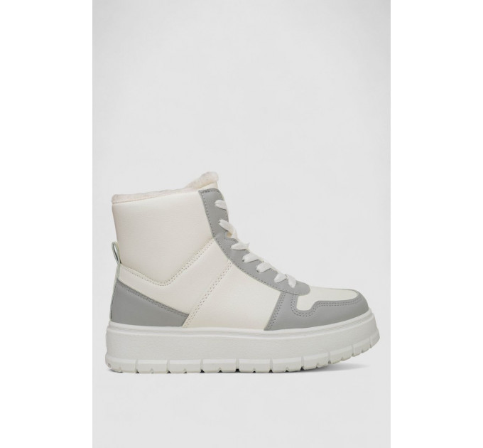 Кроссовки женские зимние на меху, цвет бело-серый, 248RMB07