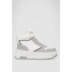 Кроссовки женские зимние на меху., цвет бело-серый, 248RAM04-86