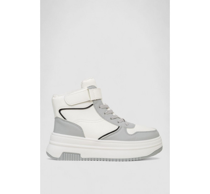 Кроссовки женские зимние на меху., цвет бело-серый, 248RAM04-86