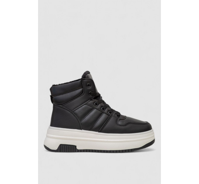 Кроссовки женские зимние на меху, цвет черно-белый, 248RAM022