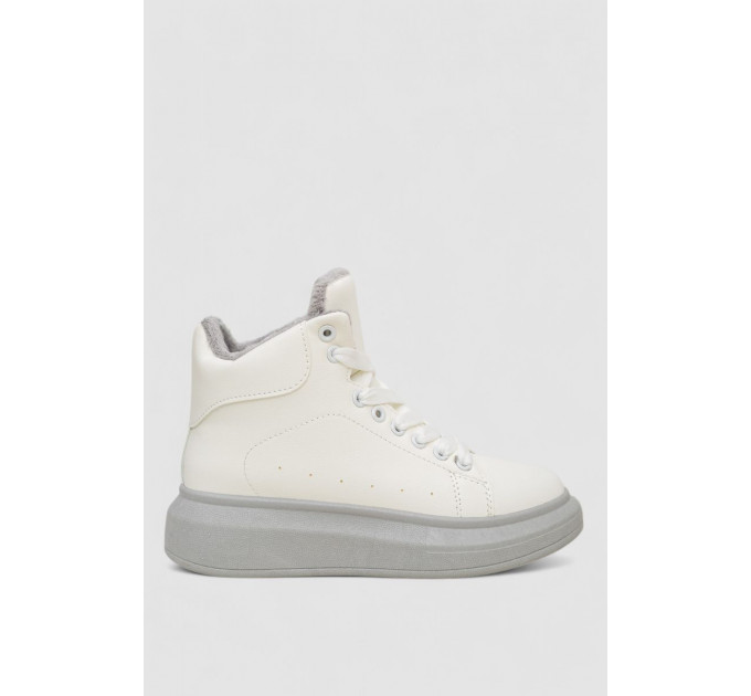 Кроссовки женские зимние на меху, цвет бело-серый, 248RA2254