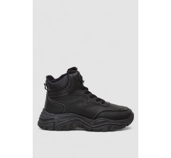 Кроссовки женские зимние на меху, цвет черный, 248RDM07