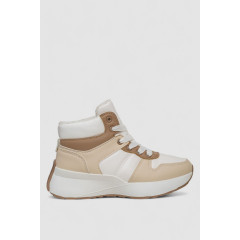 Кроссовки женские зимние на меху, цвет бело-бежевый, 248RXM17