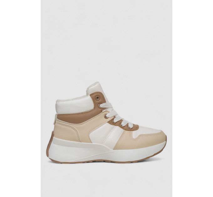 Кроссовки женские зимние на меху, цвет бело-бежевый, 248RXM17