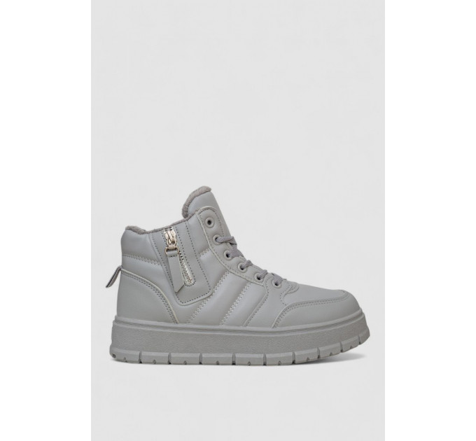 Кроссовки женские зимние на меху, цвет серый, 248RMB06