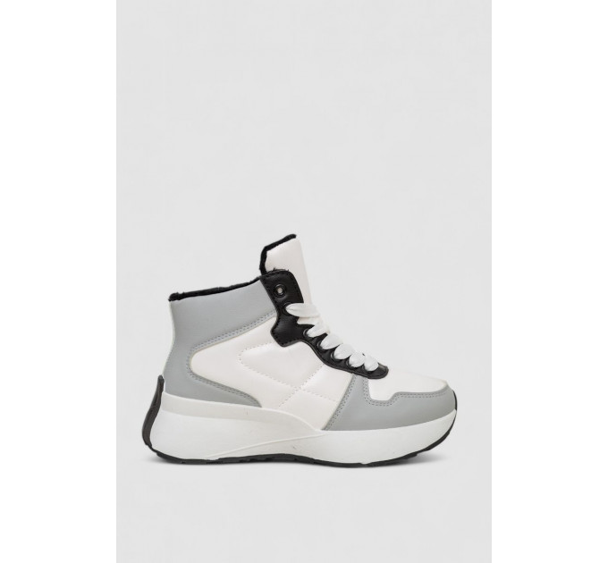 Кроссовки женские зимние на меху, цвет бело-серый, 248RXM16-86