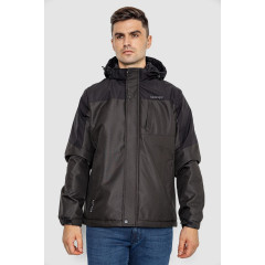 Куртка мужская демисезонная с капюшоном, цвет черный, 214R61035