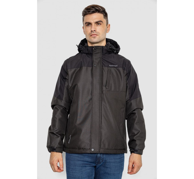 Куртка мужская демисезонная с капюшоном, цвет черный, 214R61035