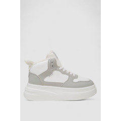 Кроссовки женские зимние на меху, цвет бело-серый, 248RLM50