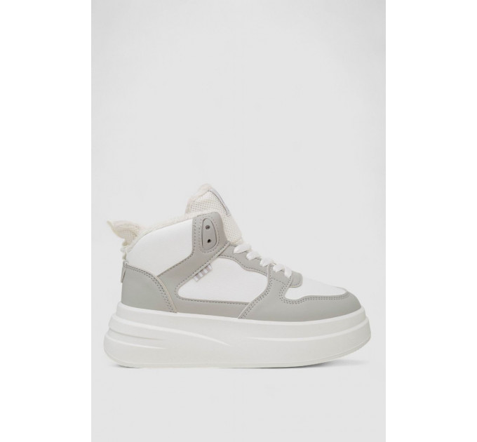 Кроссовки женские зимние на меху, цвет бело-серый, 248RLM50