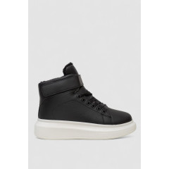 Кроссовки женские зимние на меху, цвет черно-белый, 248RA2252