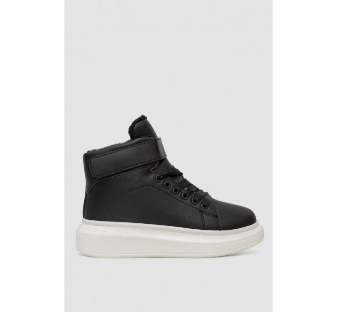 Кроссовки женские зимние на меху, цвет черно-белый, 248RA2252