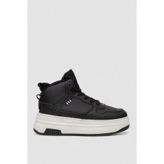 Кроссовки женские зимние на меху, цвет черно-белый, 248RAM09