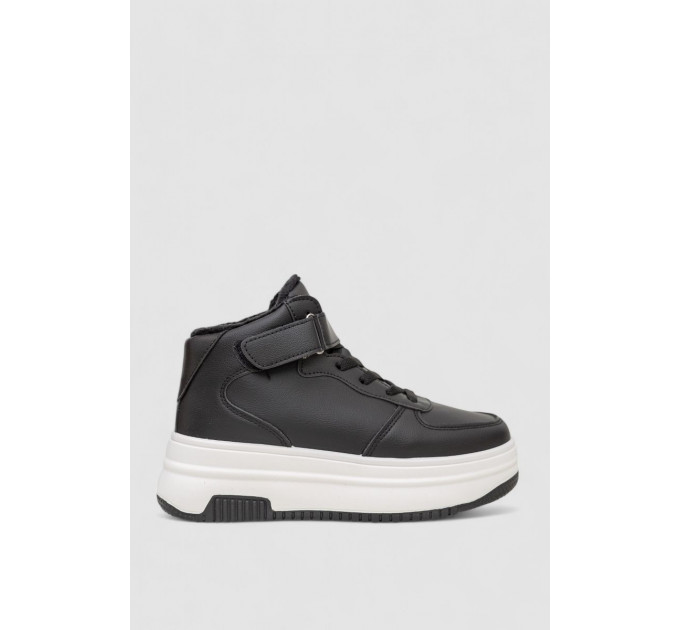 Кроссовки женские зимние на меху, цвет черно-белый, 248RAM02