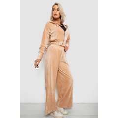 Спортивный костюм женский велровый, цвет бежевый, 257R4125