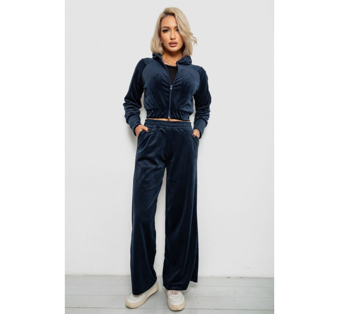 Спортивный костюм женский велровый, цвет синий, 257R4125