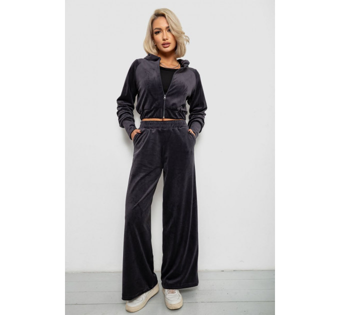 Спортивный костюм женский велровый, цвет чернильный, 257R4125