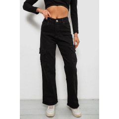 Джинсы женские однотонные Kargo, цвет черный, 244R00946