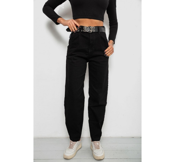 Джинсы женские однотонные Balon, цвет черный, 244R001171