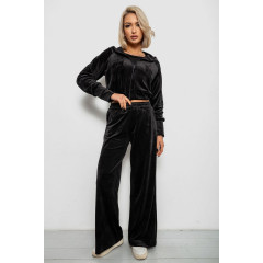 Спортивный костюм женский велровый, цвет черный, 257R4125