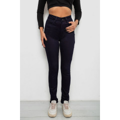 Джинсы женские однотонные на флисе, цвет темно-синий, 244RS026