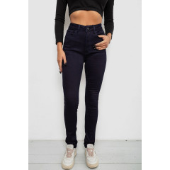 Джинсы женские однотонные на флисе, цвет темно-синий, 244RS020