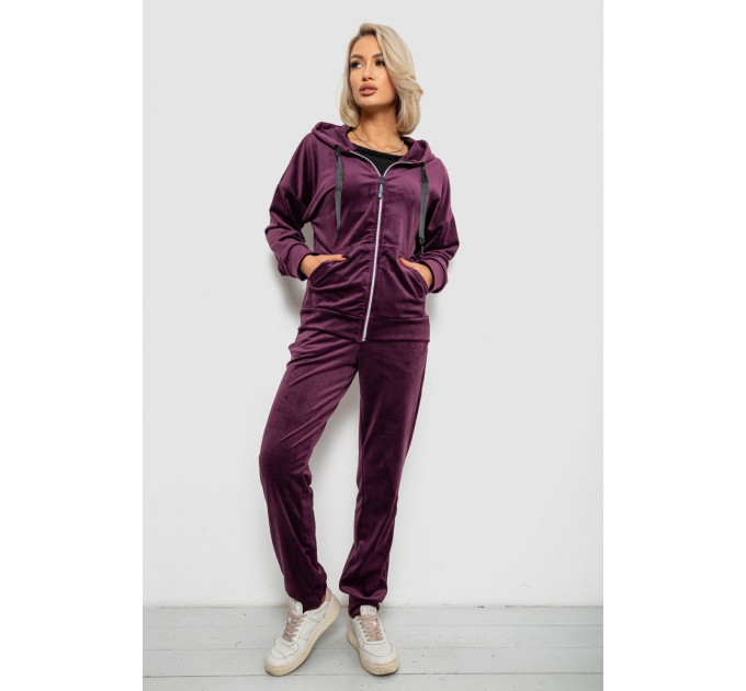 Спортивный костюм женский велюровый, цвет сливовый, 257R4122