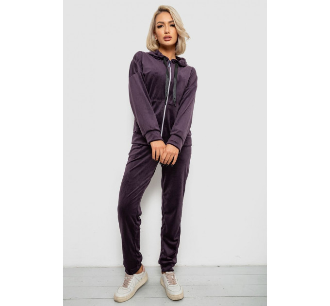 Спортивный костюм женский велюровый, цвет темно-сливовый, 257R4122