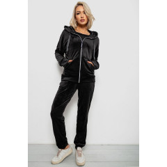Спортивный костюм женский велюровый, цвет черный, 257R4122