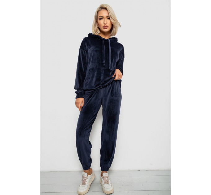 Спортивный костюм женский велюровый, цвет синий, 241R1530-5